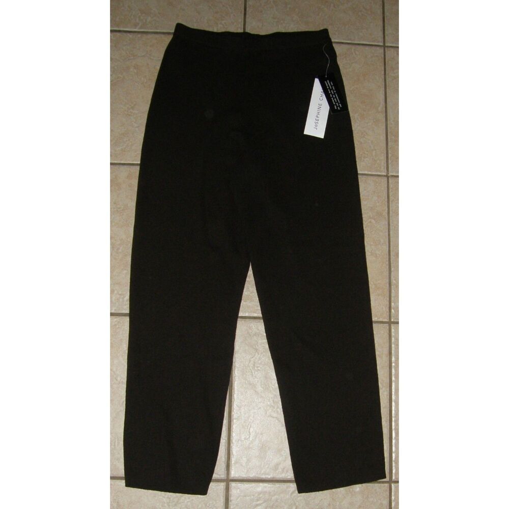JOSEPHINE CHAUS Dark Brown Sz Medium Pull On Stretchy Crepe Knit Pants NEW